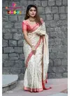 Off White Colour Varsiddhi Mintorsi Manikarnika Latest Festive Wear Banarasi Silk Weave Designer Pallu Saree 14104